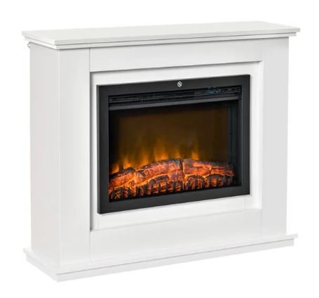 Cheminée électrique - HOMCOM - Grande taille 2000 W - Effet flammes LED - Blanc