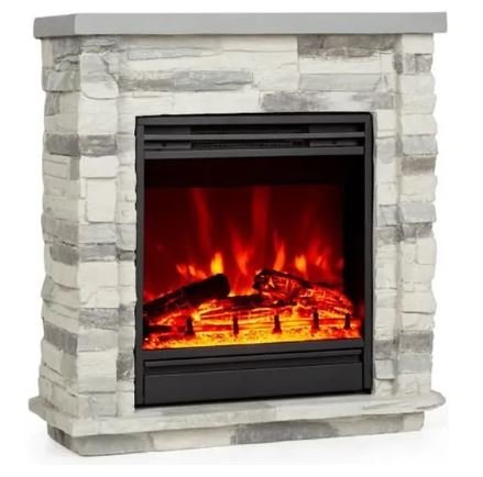 Cheminée électrique - Klarstein Lienz - 1800/900 W - Flammes LED - Gris