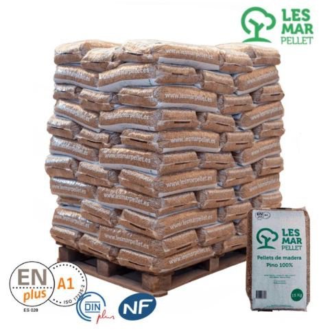 Granulés Lesmar ENplus A1 100% pin en sacs de 15 kg pour le chauffage