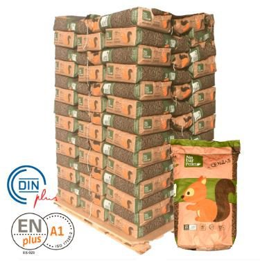 Demi-palette de 45 sacs certifiés DIN ENplus A1 de 15 kg